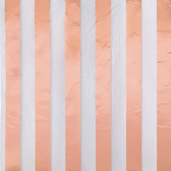 16 Guardanapos Riscas Rose Gold Metalizado