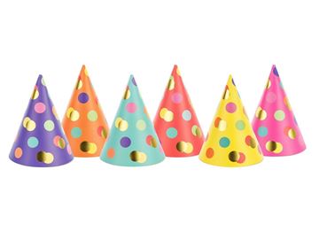 6 Chapéus De Festa Bolinhas Coloridas