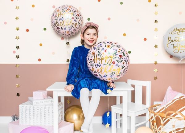 Balão Foil 35cm Happy Birthday To You Pink  Floral