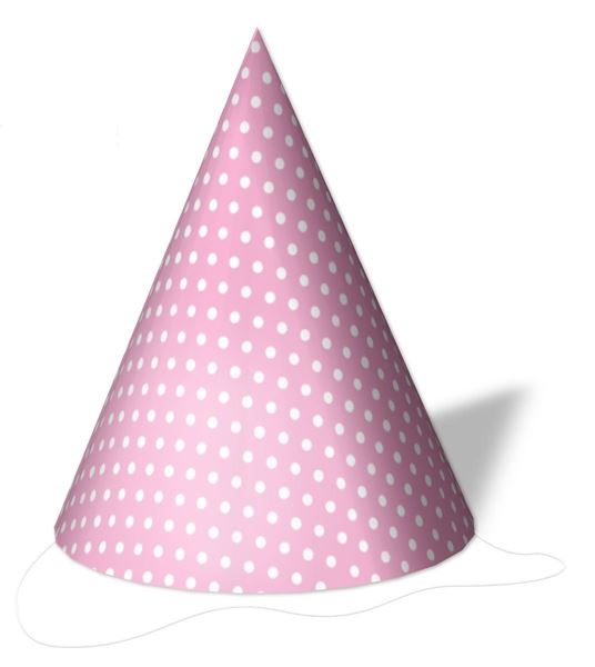 6 Chapéus Rosa Com Bolinhas