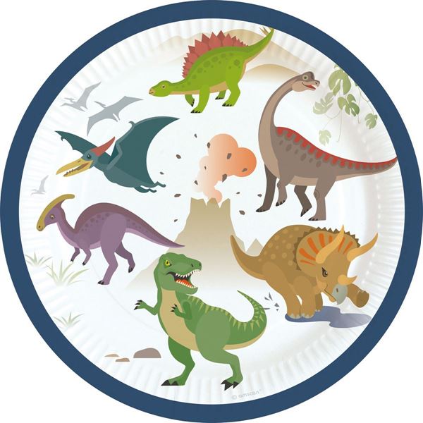 8 Pratos 18cm Happy Dinossauros