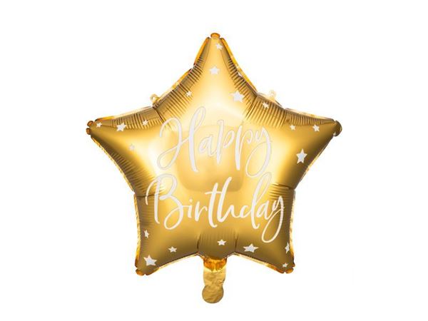 Balão Foil Happy Birthday Ouro 40cm