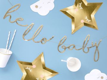 Banner Little Star Hello Baby Ouro