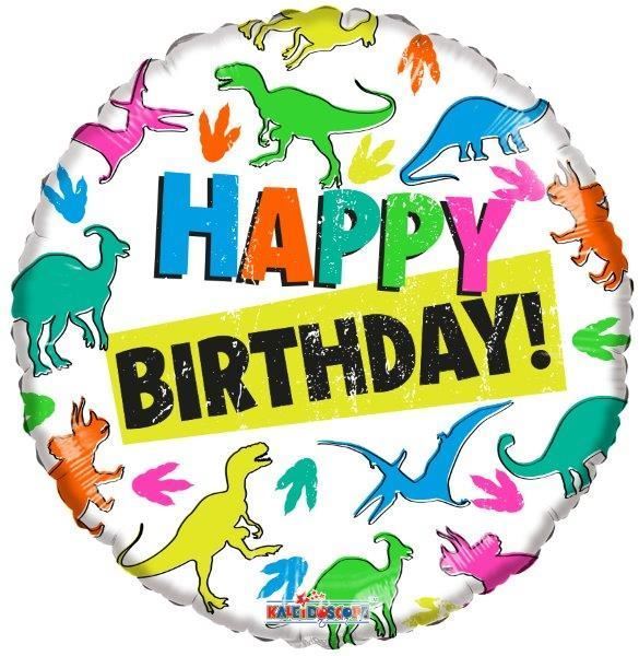 Balão Foil 18" Happy Birthday Dinos