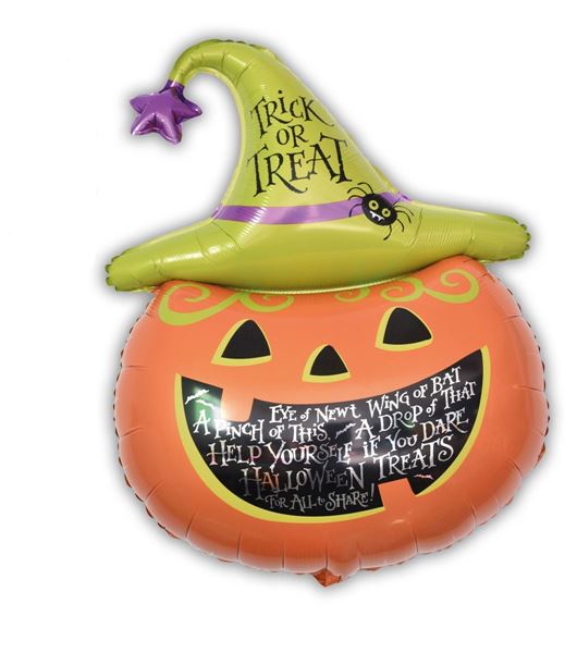 Balão Foil 91cm Abóbora Com Chapéu Halloween