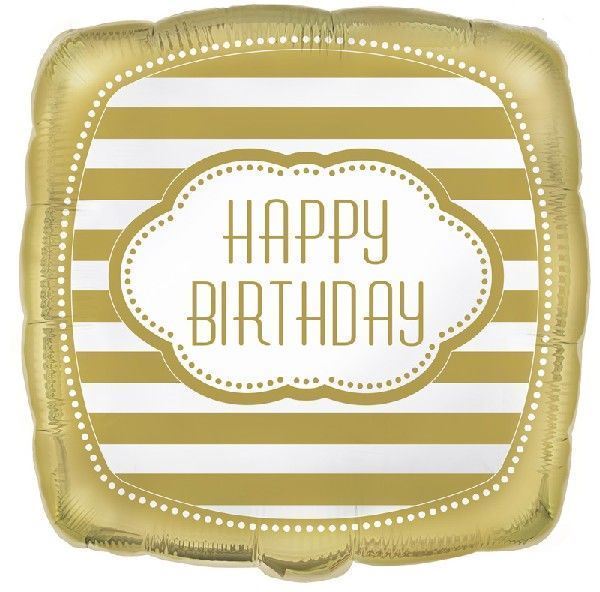 Balão Foil 18" Happy Birthday Gold