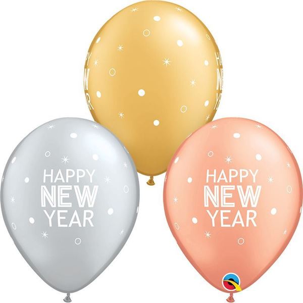6 Balões Latex 11" New Year Sparkles