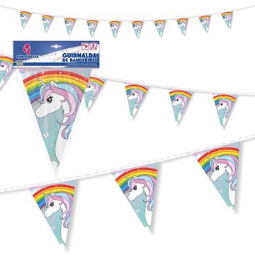 Grinalda Bandeirolas Unicornio Arco Iris