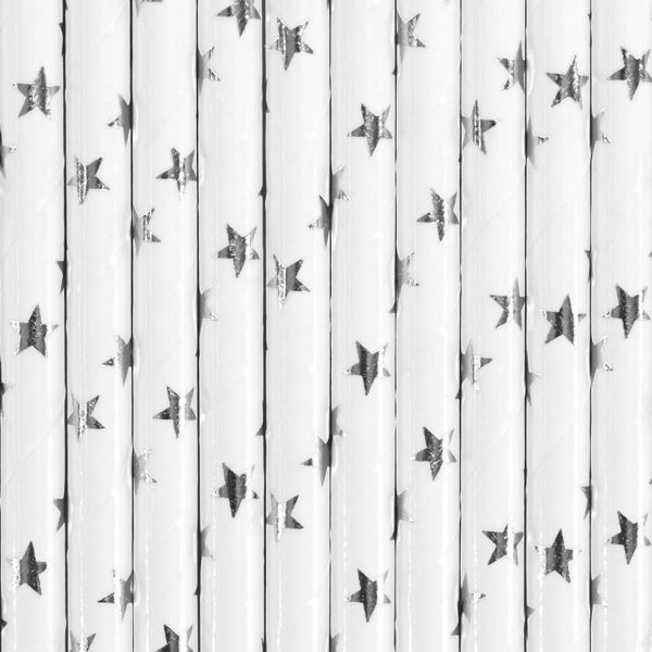 10 Palhinhas Estrelas Prateadas