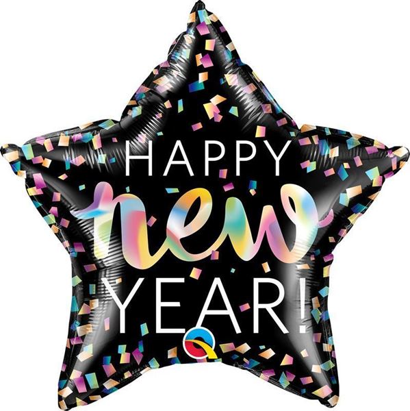 Balão Foil 20" Estrela Happy New Year Iridescente