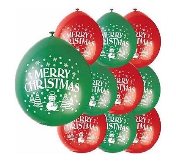Saco 10 Balões Latex 9" Merry Christmas