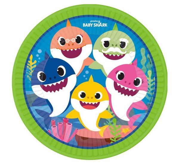 8 Pratos 23cm Baby Shark
