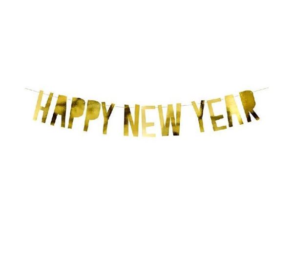 Banner Happy New Year 90cm Ouro