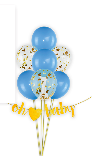 Conjunto 7 Balões + Grinalda Oh Baby - Azul
