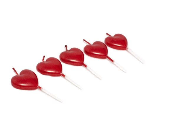 5 Velas Coração Vermelho