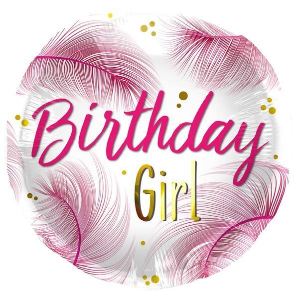 Balão Foil 18" Birthday Girl Feathers