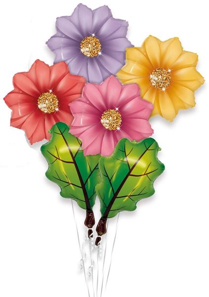 Conjunto De Balões Flores E Folhas 6un