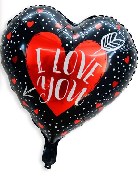 Balão Foil Preto I Love You 45cm