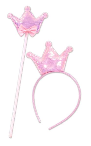 Conjunto Bandolete + Varinha Rosa Lantejolas