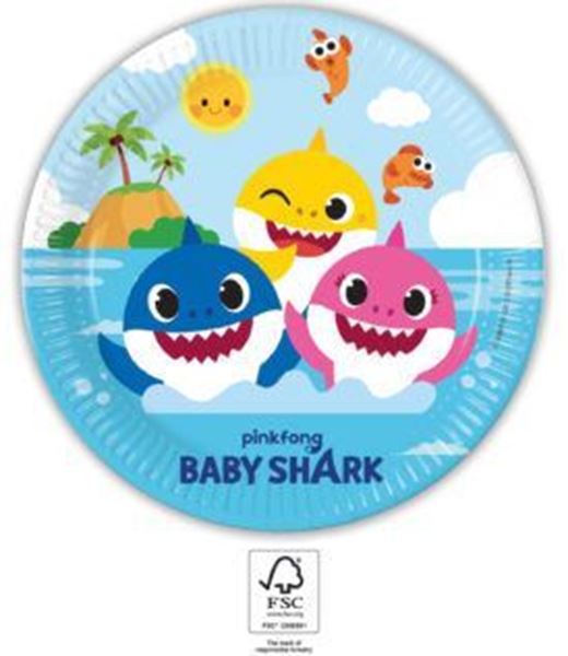 8 Pratos 23cm Baby Shark