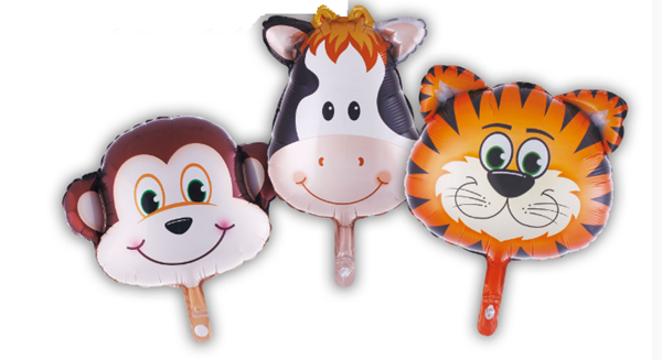 3 Balões Foil Macaco Vaca E Tigre