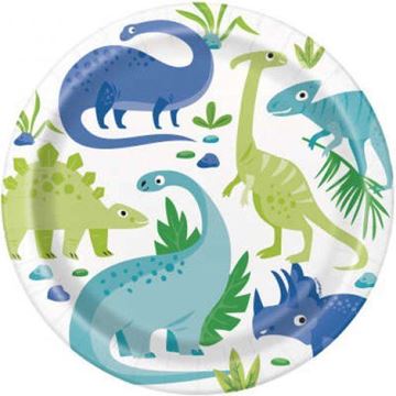 8 Pratos 23cm Dinossauros Blue & Green