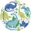 8 Pratos 23cm Dinossauros Blue & Green
