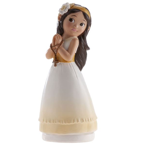 Menina Comunhão/batismo Com Terço 16cm
