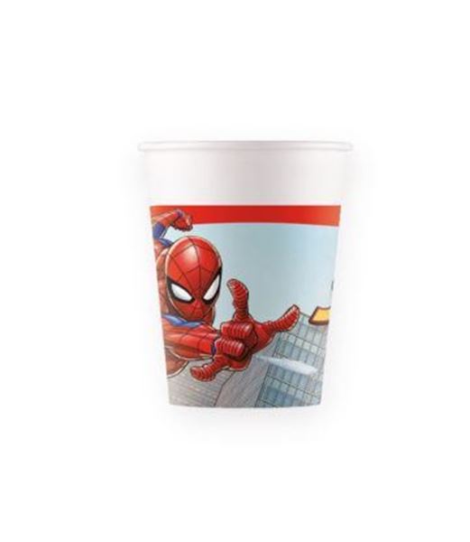 8 Copos Cartão Spiderman Crime Fighter