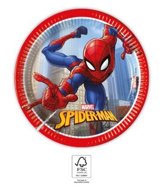 8 Pratos 20cm Spiderman Crime Fighter