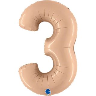Balão Foil Número 3 Nude Satin