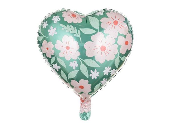 Balão Foil Coração Com Flores 45cm