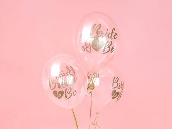 6 Balões Latex Bride To Be Crystal Clear Ouro