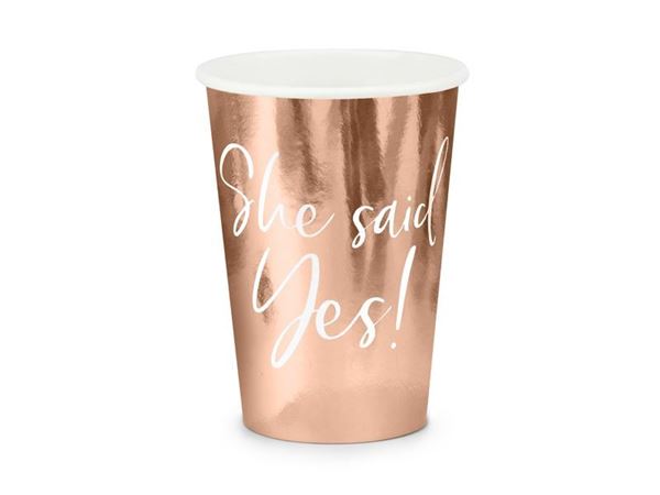 6 Copos She Said Yes! Rose Gold