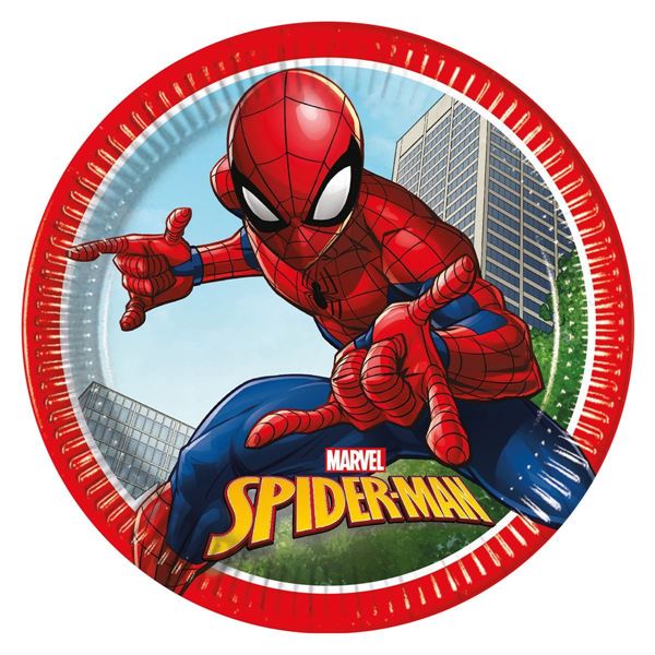 8 Pratos 23cm Spiderman Crime Fighter