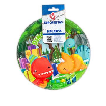 8 Pratos 18cm Dino Party