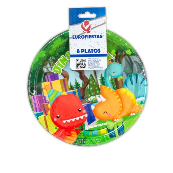 8 Pratos 18cm Dino Party