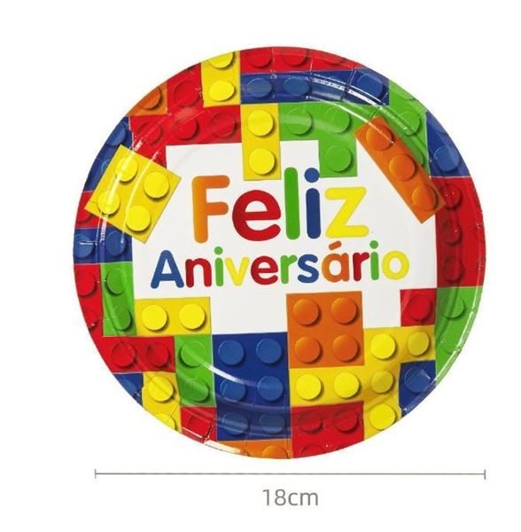 6 Pratos 18cm Block Party