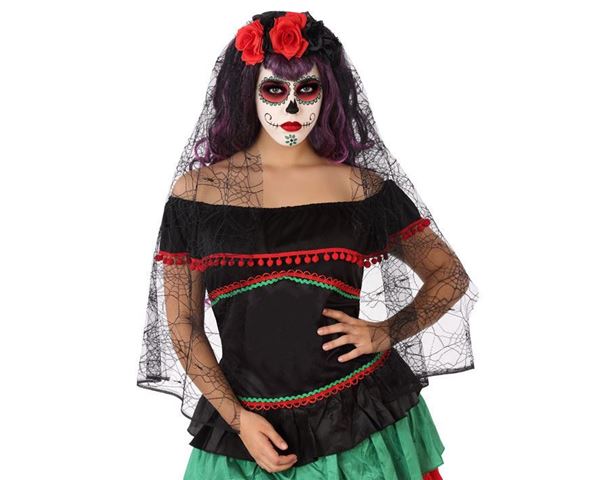 Bandolete Rosas Com Véu Catrina