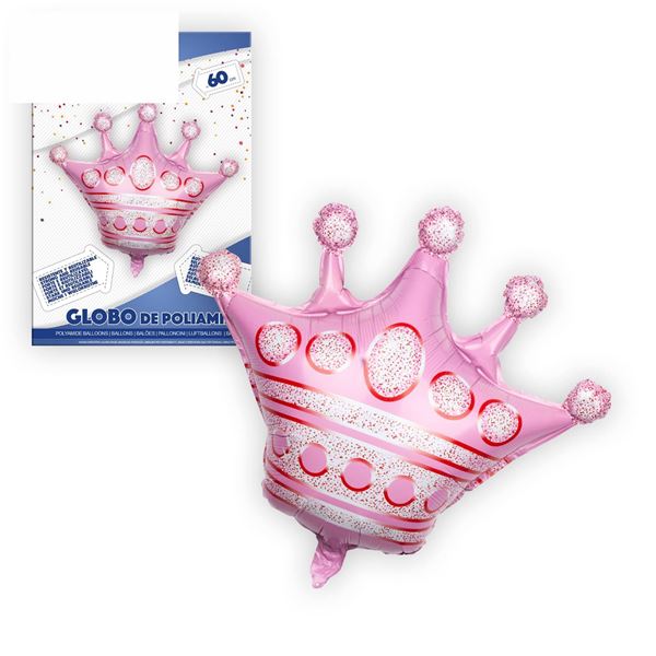 Balão Foil Coroa Rosa 60cm