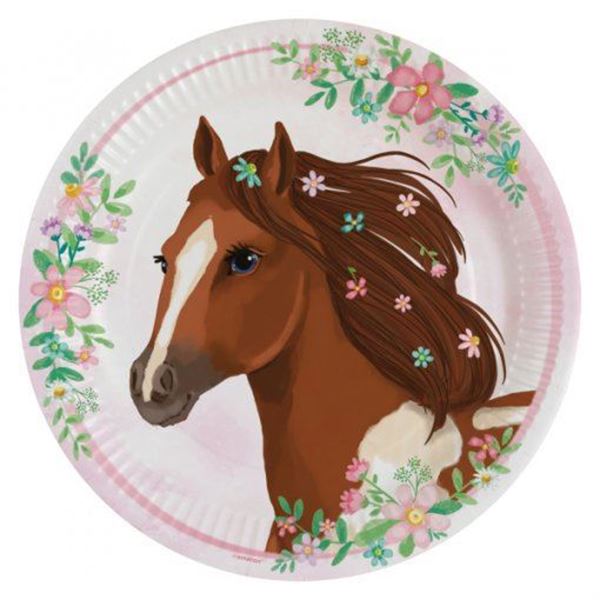 8 Pratos 23cm Cavalos Glamour