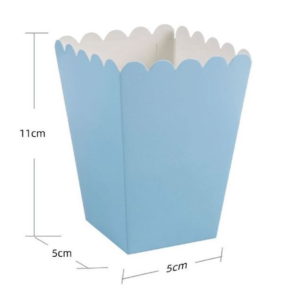 6 Caixas Pipocas 11cm Azul Claro
