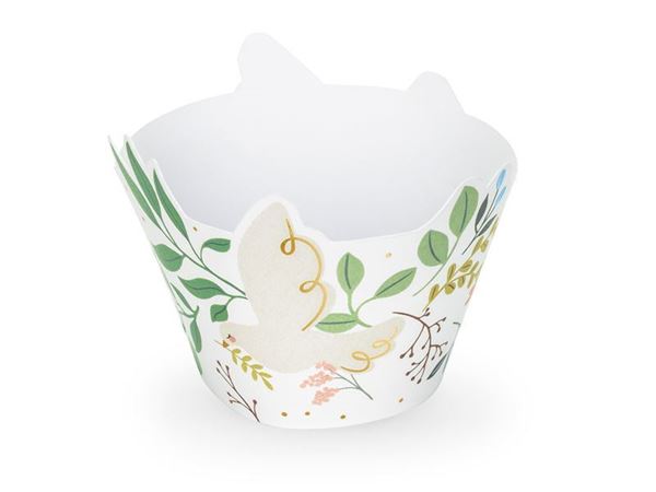 6 Cupcake Wrappers Pomba E Flores