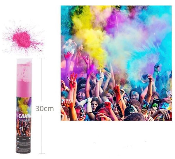 Canhão Pó Holi 30cm Rosa
