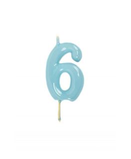 Vela Artesanal Azul Bebé Nº6