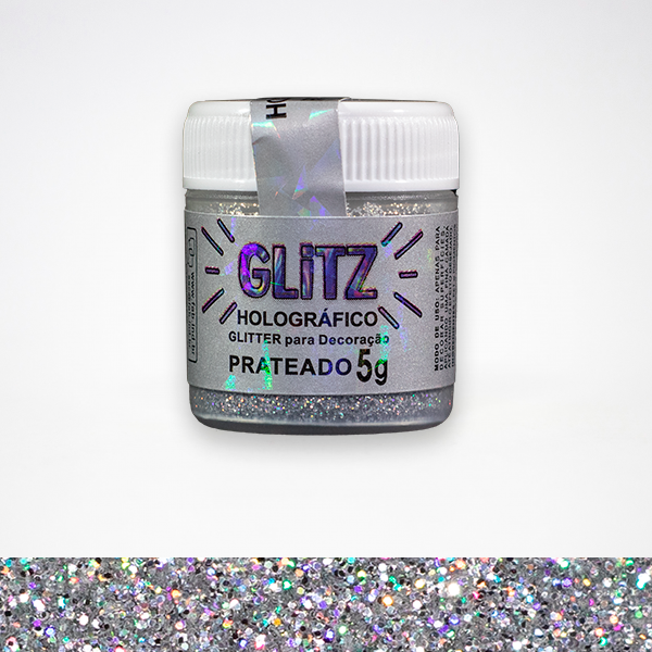 Glitz Holográfico Prateado 5gr