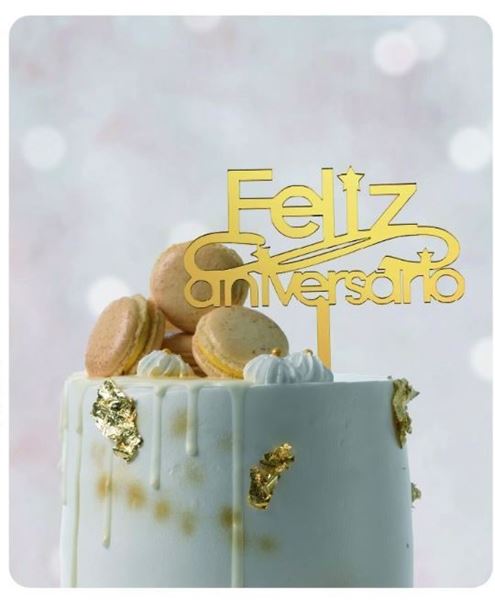 Topo De Bolo Estrela Feliz Aniversário