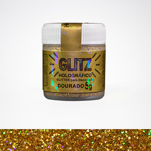 Glitz Holográfico Dourado 5gr