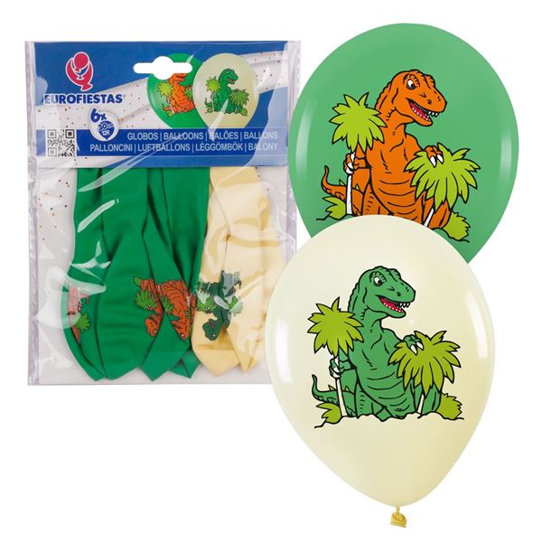 6 Balões Latex Dinossauros