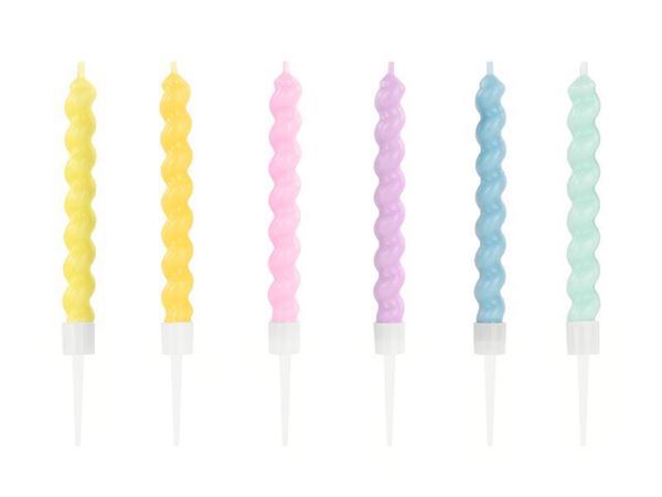 6 Velas Curl Mix Coloridas 8.5cm